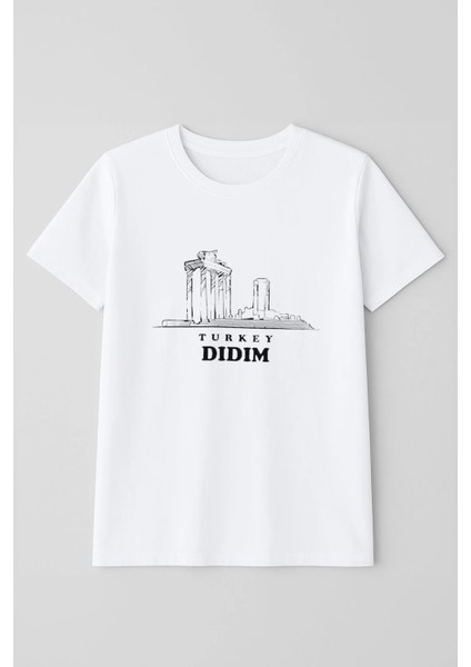 Erkek Bisiklet Yaka %100 Pamuk Didim Baskılı Kısa Kollu T-Shirt
