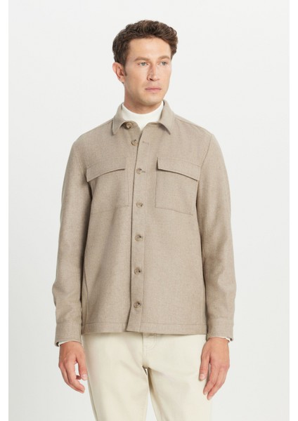 Yünlü Comfort Fit Rahat Kesim Gömlek Yaka Çift Kapak Cepli Mont modelleri