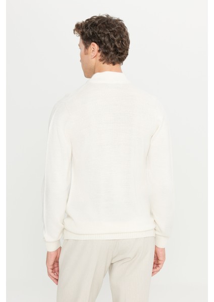 Standart Fit Normal Kesim Yarım Balıkçı Yaka Jakarlı Triko Kazak indirimleri