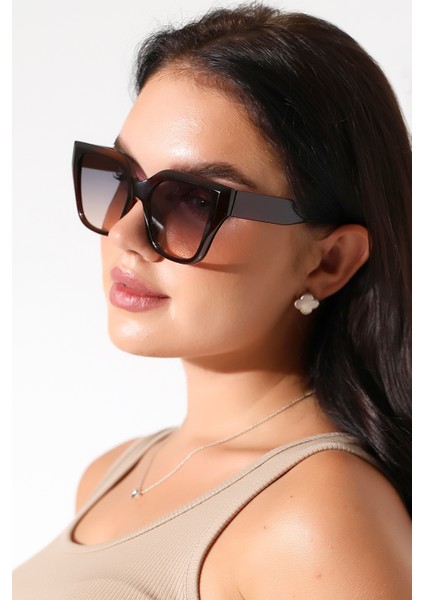 Kadın Cat Eyes Kahverengi UV400 Güneş Gözlüğü 23031 C3 Açık Renk indirimleri