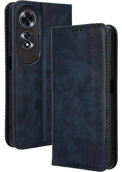 Oppo A60 4g Için Manyetik Kapatmalı Vintage Desen Pu Deri Cüzdan Kılıfı ve Kart Yuvaları (Yurt Dışından)