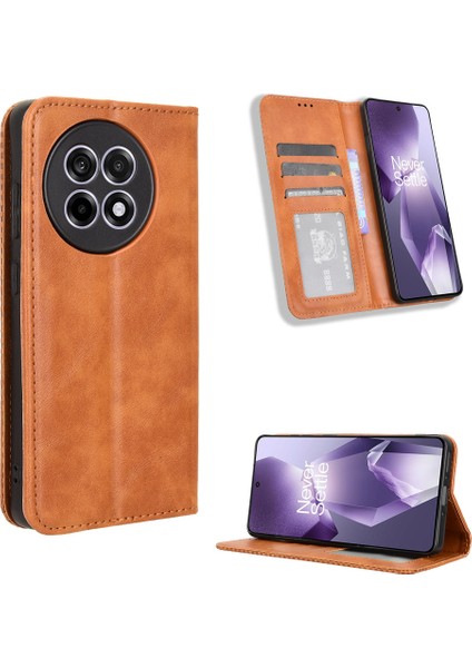 Oneplus 13R 5g Için Manyetik Kapatmalı Vintage Desen Pu Deri Cüzdan Kılıfı ve Kart Yuvaları (Yurt Dışından) fırsatları
