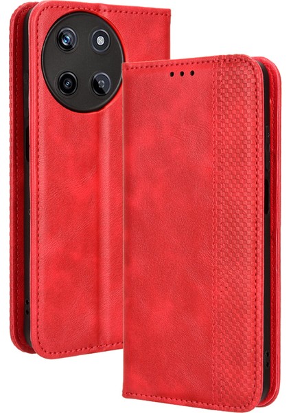 Realme 11 4g Için Manyetik Kapatmalı Vintage Desen Pu Deri Cüzdan Kılıfı ve Kart Yuvaları (Yurt Dışından)