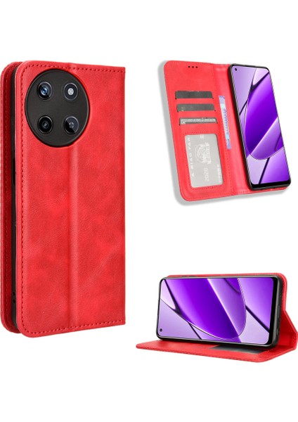 Realme 11 4g Için Manyetik Kapatmalı Vintage Desen Pu Deri Cüzdan Kılıfı ve Kart Yuvaları (Yurt Dışından) fırsatları