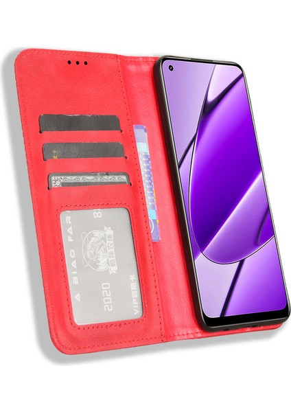Realme 11 4g Için Manyetik Kapatmalı Vintage Desen Pu Deri Cüzdan Kılıfı ve Kart Yuvaları (Yurt Dışından) indirimleri
