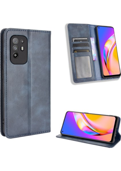 Oppo A94 5G/RENO5Z 5g Için Manyetik Kapatmalı Vintage Desen Pu Deri Cüzdan Kılıfı ve Kart Yuvaları (Yurt Dışından) fırsatları