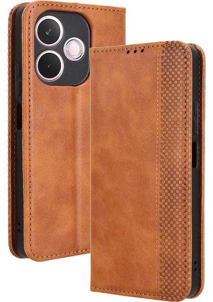 Oppo A5 Pro 5g Için Manyetik Kapatmalı Vintage Desen Pu Deri Cüzdan Kılıfı ve Kart Yuvaları (Yurt Dışından)