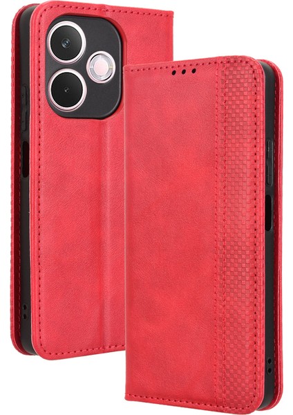 Oppo A5 Pro 5g Için Manyetik Kapatmalı Vintage Desen Pu Deri Cüzdan Kılıfı ve Kart Yuvaları (Yurt Dışından)