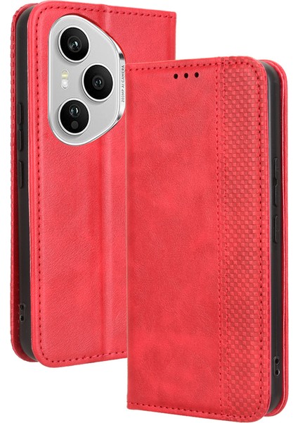 Honor 400 Pro Için Manyetik Kapatmalı Vintage Desen Pu Deri Cüzdan Kılıfı ve Kart Yuvaları (Yurt Dışından)
