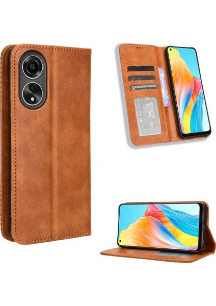 Oppo A78 4g Için Manyetik Kapatmalı Vintage Desen Pu Deri Cüzdan Kılıfı ve Kart Yuvaları (Yurt Dışından) fırsatları