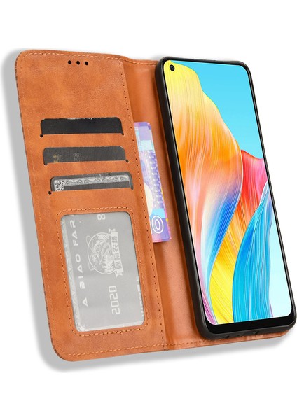 Oppo A78 4g Için Manyetik Kapatmalı Vintage Desen Pu Deri Cüzdan Kılıfı ve Kart Yuvaları (Yurt Dışından) indirimleri