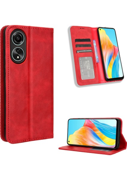 Oppo A78 4g Için Manyetik Kapatmalı Vintage Desen Pu Deri Cüzdan Kılıfı ve Kart Yuvaları (Yurt Dışından) fırsatları