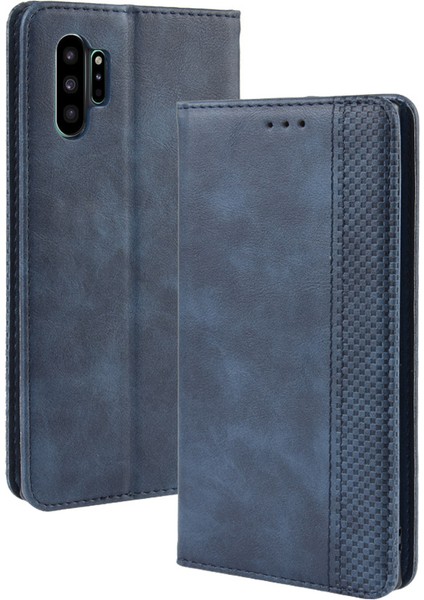 Samsung Galaxy Note 10 Plus Için Manyetik Kapatmalı Vintage Desen Pu Deri Cüzdan Kılıfı ve Kart Yuvaları (Yurt Dışından)