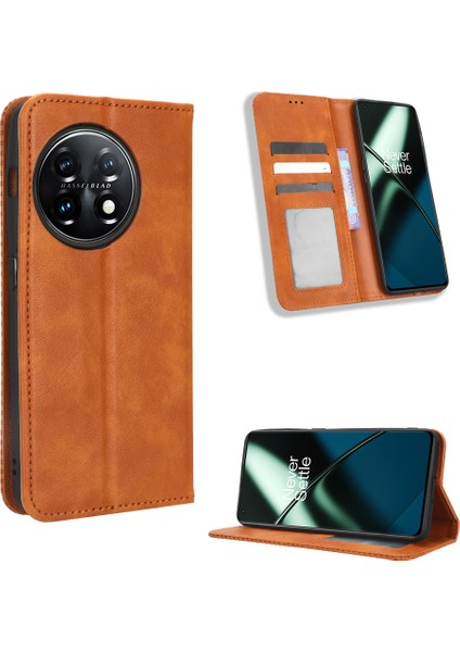Oneplus 11 5g Için Manyetik Kapatmalı Vintage Desen Pu Deri Cüzdan Kılıfı ve Kart Yuvaları (Yurt Dışından) fırsatları