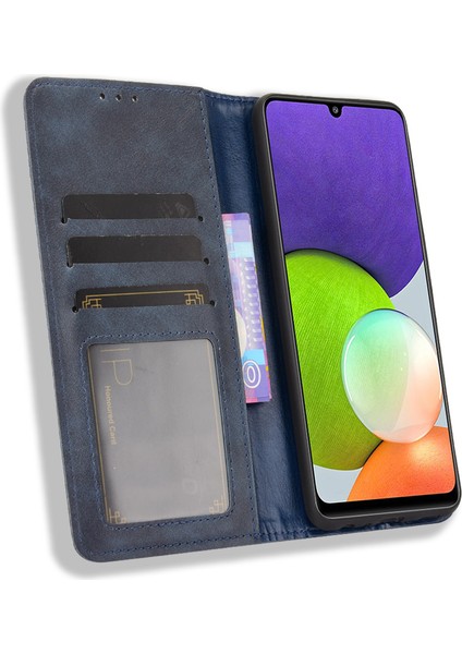 Samsung Galaxy A22 4g Için Manyetik Kapatmalı Vintage Desen Pu Deri Cüzdan Kılıfı ve Kart Yuvaları (Yurt Dışından) fırsatları