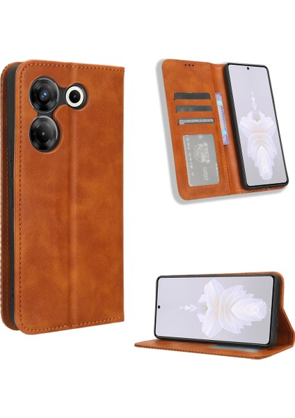 Tecno Camon 20 Pro 5g Için Manyetik Kapatmalı Vintage Desen Pu Deri Cüzdan Kılıfı ve Kart Yuvaları (Yurt Dışından) fırsatları