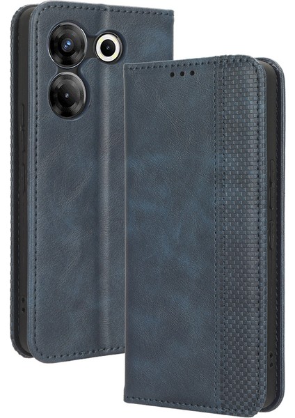 Tecno Camon 20 Pro 5g Için Manyetik Kapatmalı Vintage Desen Pu Deri Cüzdan Kılıfı ve Kart Yuvaları (Yurt Dışından)