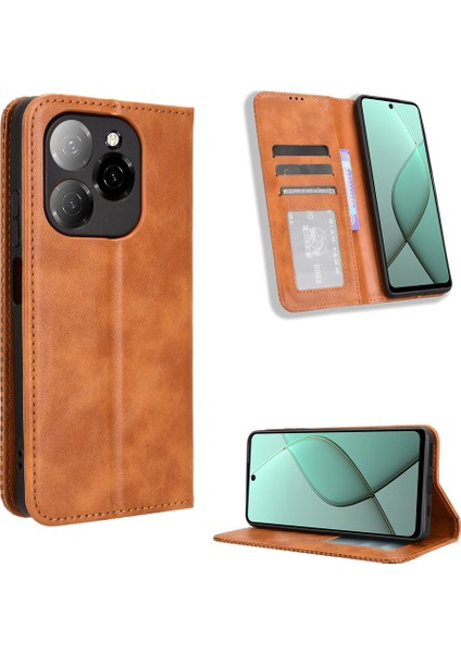 Tecno Spark 20 Pro 5g/kj8 Için Manyetik Kapatmalı Vintage Desen Pu Deri Cüzdan Kılıfı ve Kart Yuvaları (Yurt Dışından) fırsatları