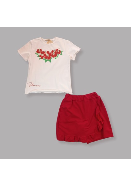 Büyük Kız Çocuk Şort Etekli Ikili Takım