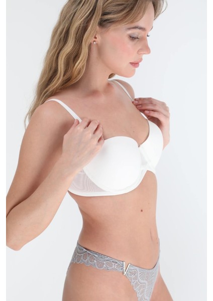 Beyaz Düz Kaplı Destekli Sütyen