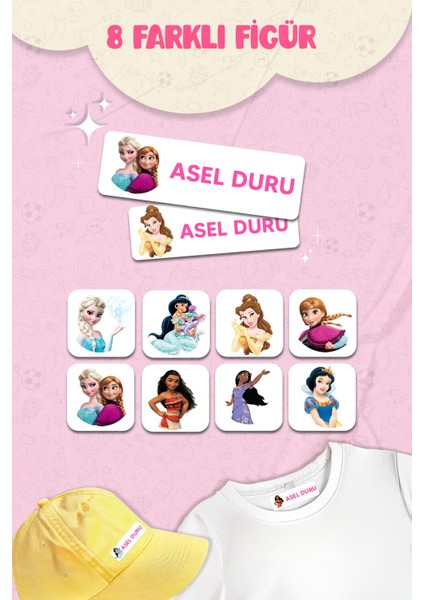 Kıyafet Etiketi - Okul Kıyafetlerine Kişiye Özel 30 Saniyede Kolay Uygulama Yıkanabilir - Prensesler fiyatları