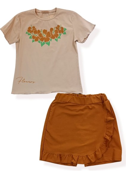 Büyük Kız Çocuk Şort Etekli Ikili Takım