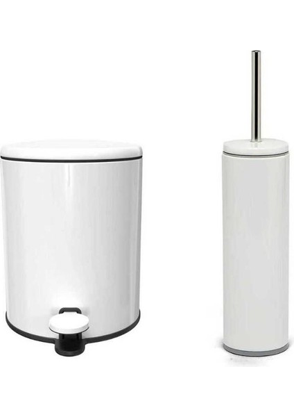 Cigo Banyo Çöp Kovası Tuvalet Fırçası 2'li Beyaz