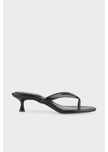 Siyah Kadın Terlik Orta Topuk Düz Tasarım Günlük Kullanım için Poliüretan