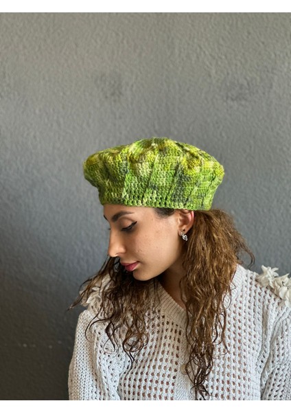 El Örgüsü Fransız Ressam Kadın Bere Yeşil modelleri