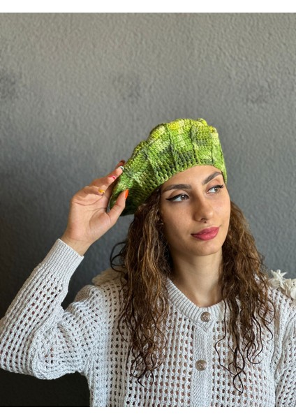 El Örgüsü Fransız Ressam Kadın Bere Yeşil indirimleri