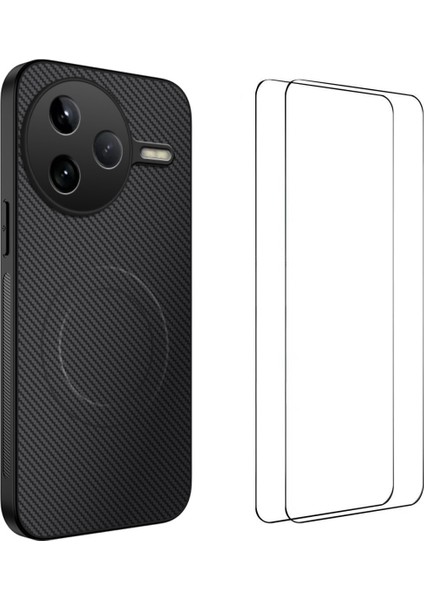 Xiaomi Poco F7 Pro 5g Manyetik Kılıf Karbon Fiber Doku Pc Tpu Telefon Kılıfı 2 Adet Ekran Filmi ile (Yurt Dışından)