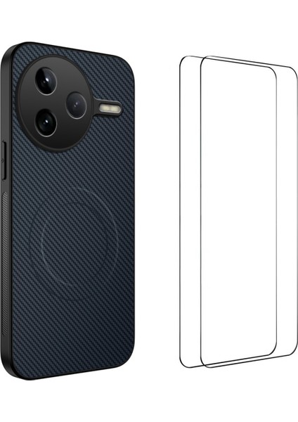 Xiaomi Poco F7 Pro 5g Manyetik Kılıf Karbon Fiber Doku Pc Tpu Telefon Kılıfı 2 Adet Ekran Filmi ile (Yurt Dışından)