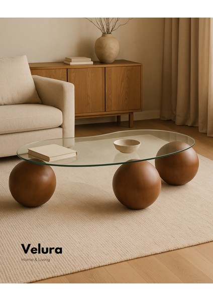 Modern Orta Sehpa & Cam Sehpa & Küre Sehpa & Top Sehpa - Ceviz