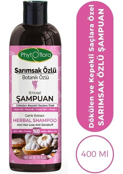 Tuzsuz Yağlı ve Dökülen ve Kepekli Saçlara Özel Sarımsak Özlü Bitkisel Şampuan 400 ml fiyatları