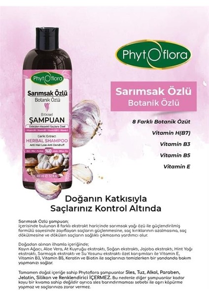 Tuzsuz Yağlı ve Dökülen ve Kepekli Saçlara Özel Sarımsak Özlü Bitkisel Şampuan 400 ml fırsatları