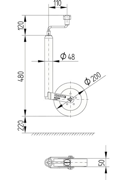 48MM 150KG Karavan/römork Pilot Tekeri fiyatları