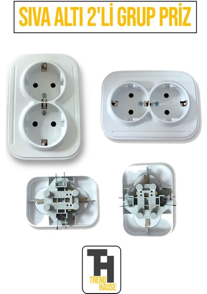 Sıva Altı 2'li Grup Priz – Estetik ve Güvenli Çiftli Priz