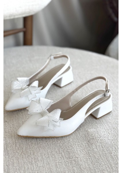 Kadın Howen Kısa Topuklu Ayakkabı - Beyaz-Deri fiyatları