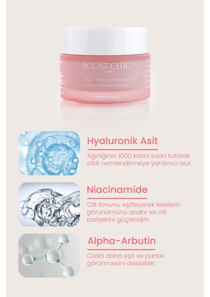 Nemlendirici Işıltı Kremi – Hyaluronik, Niasinamid ve Arbutin İçerikli | 50 ml | Tüm Ciltler indirimleri