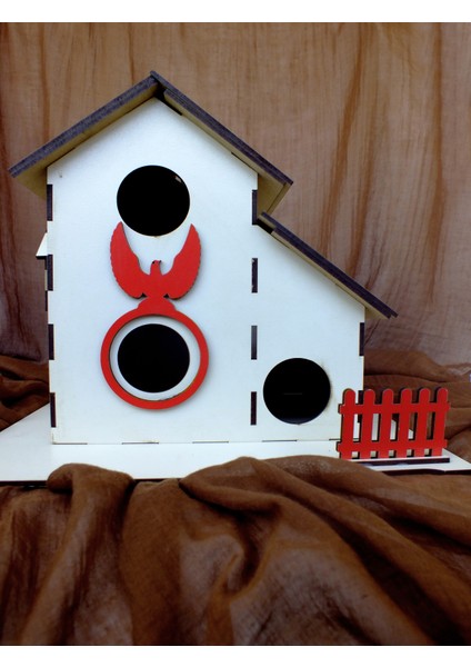 Ahşap Üçlü Kuş Evi Yuvası