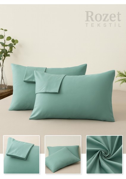 Yeşil Yastık Kılıfı Pamuk Kumaş Kapaklı (2 Adet) 50 x 70 cm fiyatları