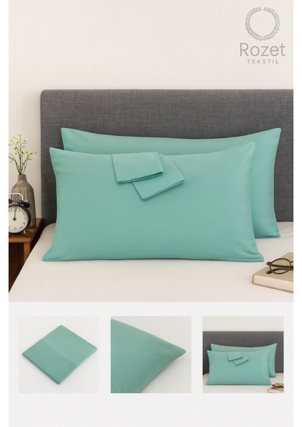 Yeşil Yastık Kılıfı Pamuk Kumaş Kapaklı (2 Adet) 50 x 70 cm