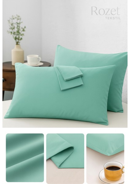 Yeşil Yastık Kılıfı Pamuk Kumaş Kapaklı (2 Adet) 50 x 70 cm