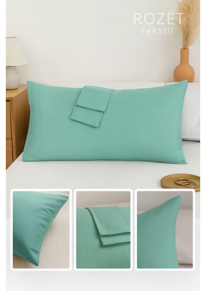 Yeşil Yastık Kılıfı Pamuk Kumaş Kapaklı (2 Adet) 50 x 70 cm