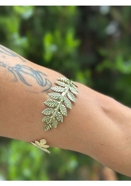 Çelik Kleopatra Yapraklı Kadın Kol Bilezziği