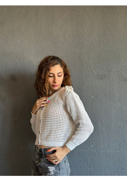 Simli File Apoletli Kadın Hırka Standart indirimleri