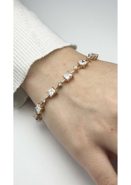 Zirkon Taşlı, Altın Kaplama, Paslanmaz Bileklik 476, Pembe (ROSE) Renk fiyatları