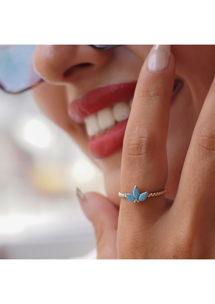 Top Top Firuze Lotus Yüzük