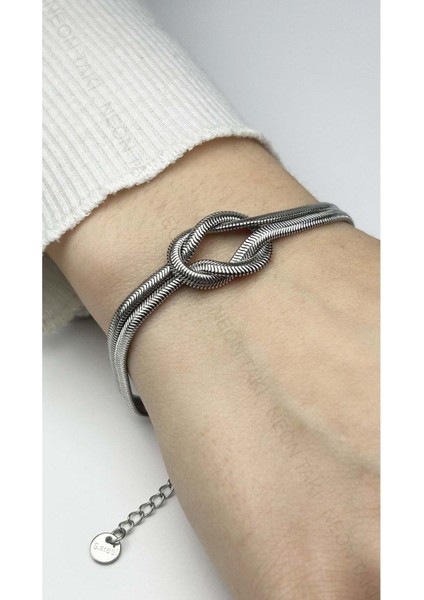 Bileklik, Kararmayan Paslanmaz Çelik, Çift Zincir, Gemici Bağı Detaylı, Gümüş Renk, Model43 fiyatları