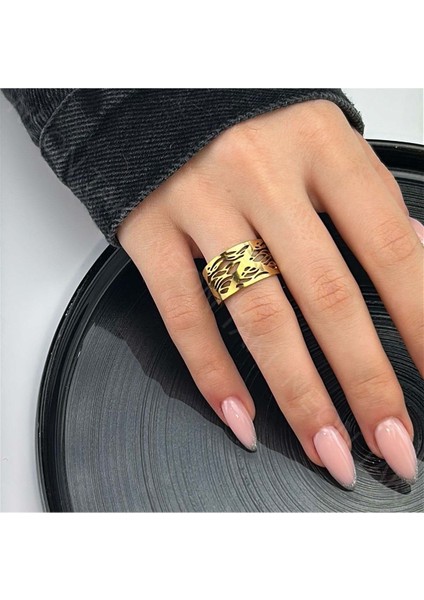 Xxx Paslanmaz Çelik Yüzük 31, Altın Renk, Ayarlanabilir